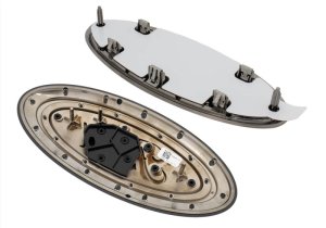 Ford F-150 Emblem Kit - Front/Rear - Ford Racing - Smoked Chrome Oval w/o Camera Provision - Black - `18-`23